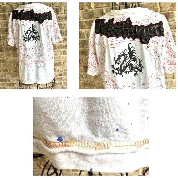 VTG Inkslingers T-shirt Sz L Blue Moe White Devil Dragon Embroidered Tat… - Picture 4 of 12